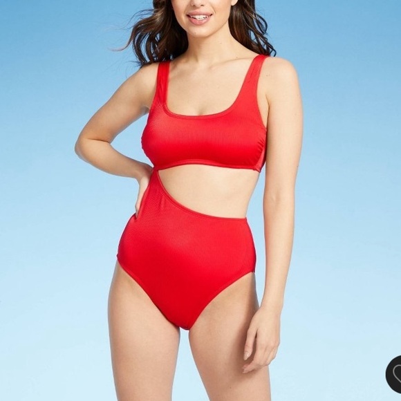 Kona Sol Textured Ribbed Side Cut Out Medium Coverage One Piece Swimsuit - Picture 1 of 16